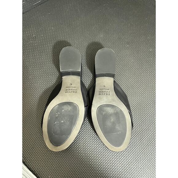 Eileen Fisher Ruche Black Leather Slide Sandals Mules Size 6‎ Open Toe Low Heel - Picture 6 of 8